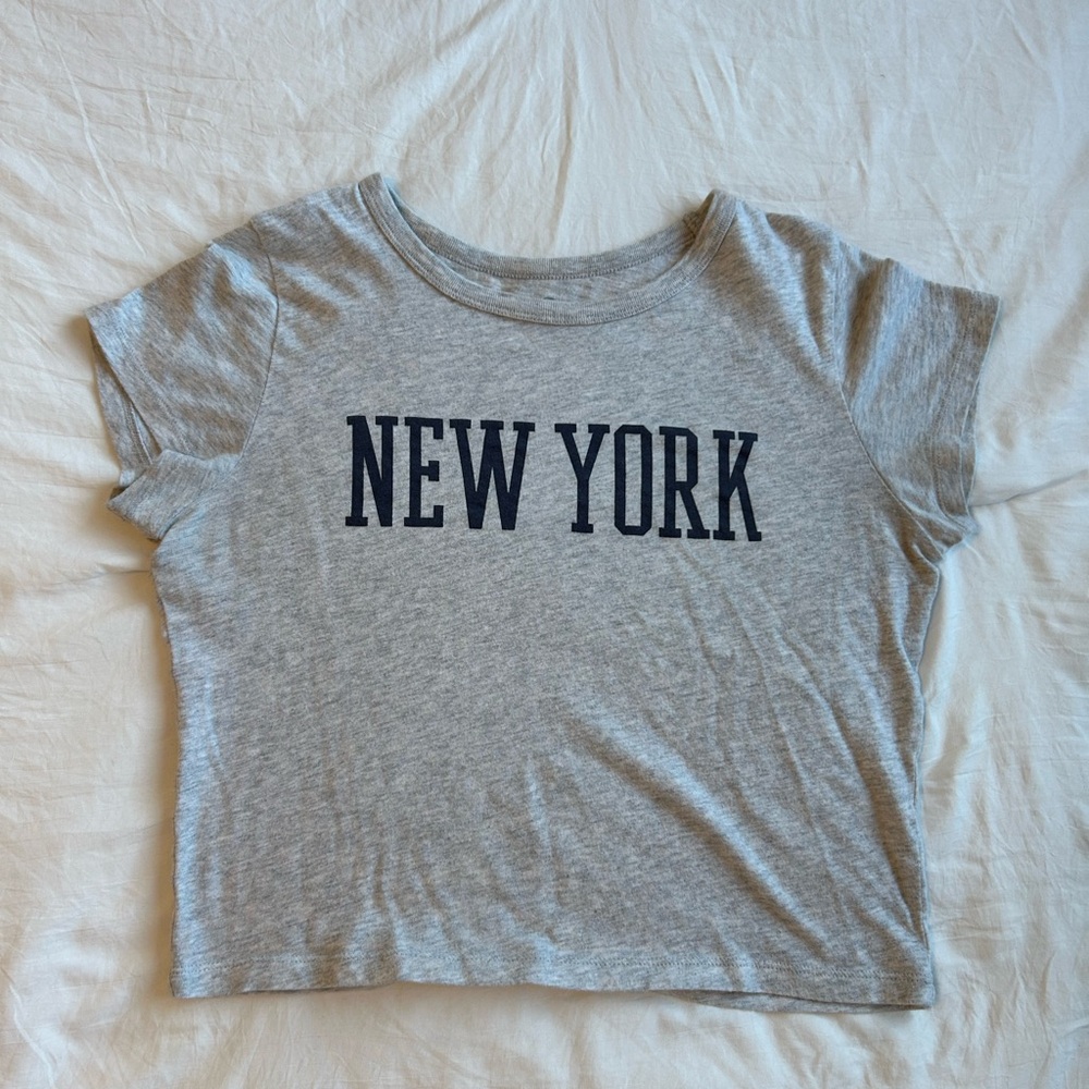 Hollister Gray Tee with Navy "New York" Print